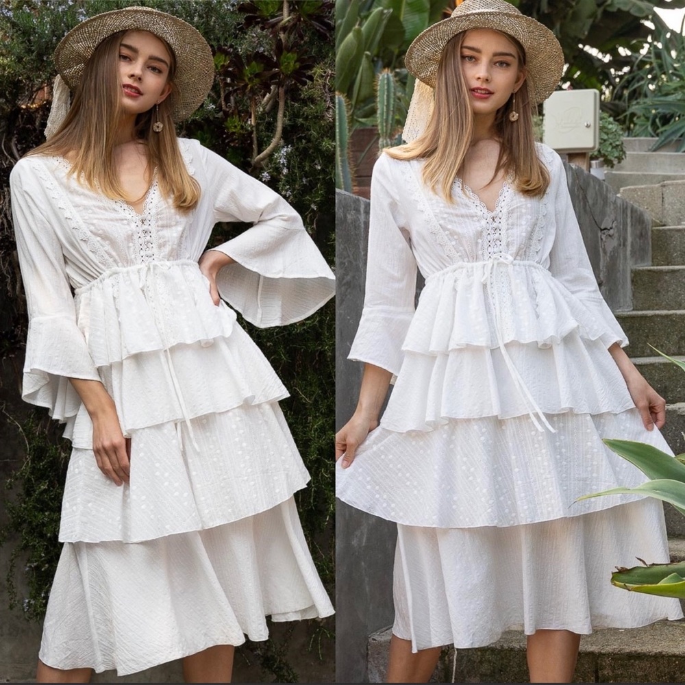 POL Romantic White Lace Dress - Picture 3 of 4